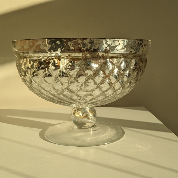 [SOLD]  -- Mercury Glass style compote vase, fruit bowl, dish - Picture 6 of 7